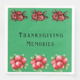 Mörkgrön hösttema tackgivelse  pappersservett