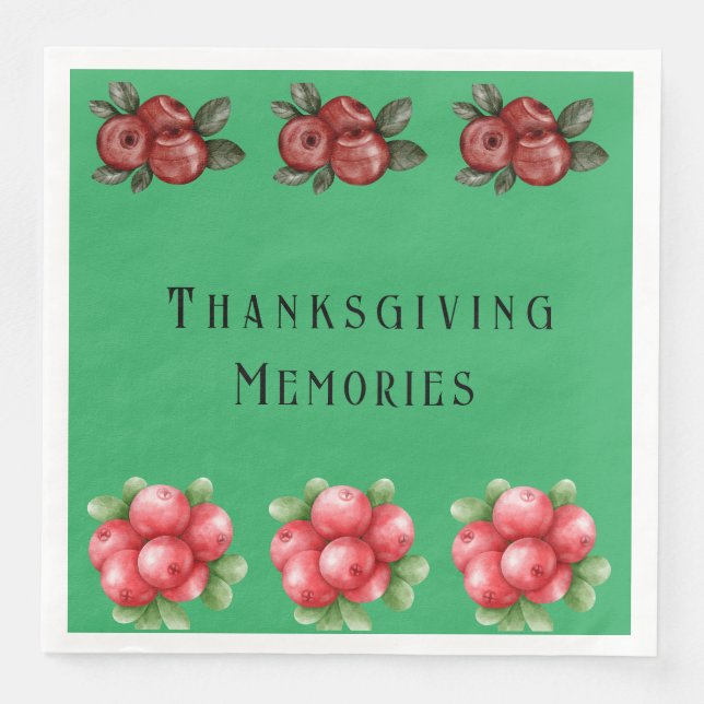 Mörkgrön hösttema tackgivelse  pappersservett (Framsida)