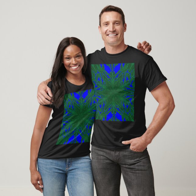 Mörkgrön i djupblå Jasmin Bohemisk Blomma  T Shirt (Unisex)