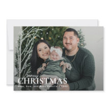 Mörkgrön Minimal Första Julen Familjefoto