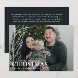 Mörkgrön Minimal Första Julen Familjefoto 