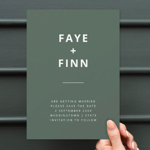 Mörkgrön   Minimalistisk dysteri Modern Bröllop Spara Datumet