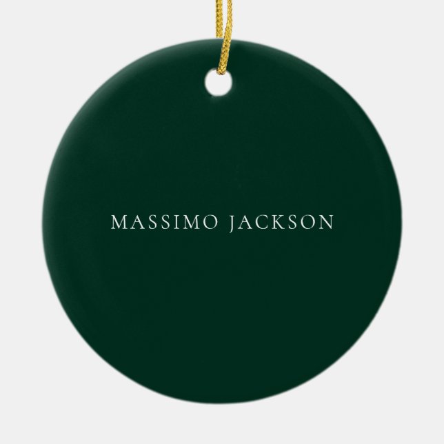 Mörkgrön minimalistisk enkel modern estetisk look julgransprydnad keramik (Framsidan)
