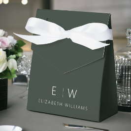 Mörkgrön Modern Minimalist Monogramnamn Presentaskar
