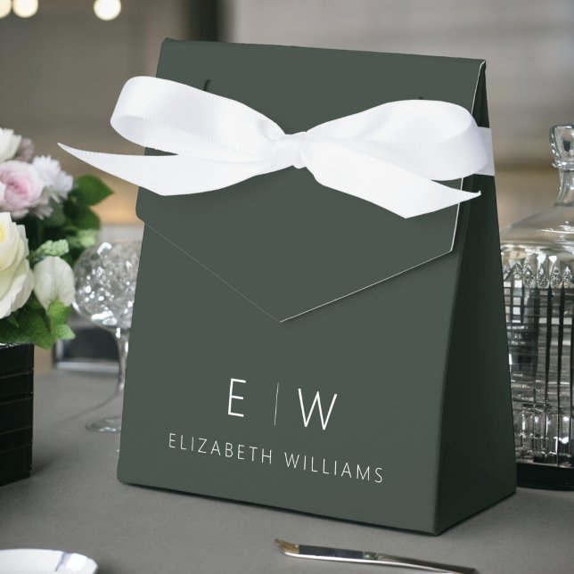 Mörkgrön Modern Minimalist Monogramnamn Presentaskar (Skapare uppladdad)