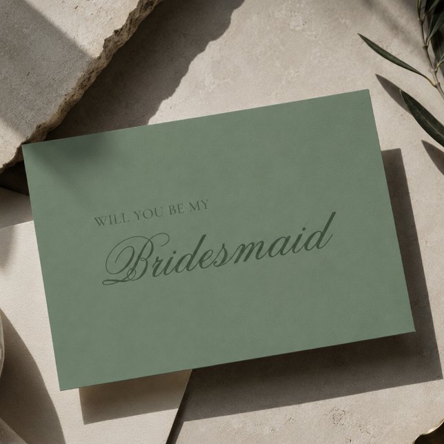 Mörkgrön modern typografi brudtärna-förslag kort (Skapare uppladdad)