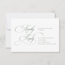 Mörkgrön monogram bröllops-RSVP-kort