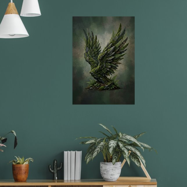 Mörkgrön Mossig Örn Skog Fantasi Konst Poster | (Vardagsrum 1)