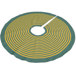 Mörkgrön och gul randig julfirande julgransmatta borstad polyester