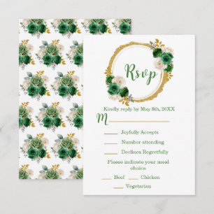 Mörkgrön och guld Eleganta blommor Sweet Sixteen OSA Kort