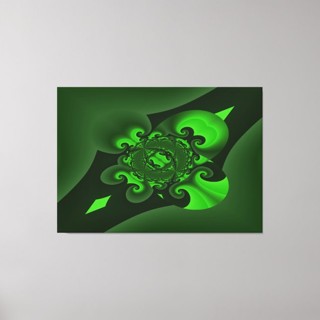 Mörkgrön och Lime Spiralvåg Canvastryck (Framsida)