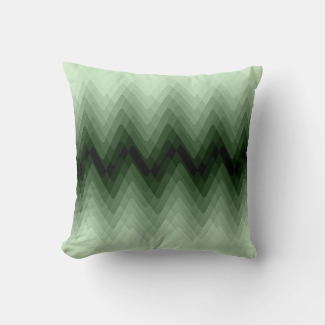 Mörkgrön och mint zigzag. kudde (Framsida)