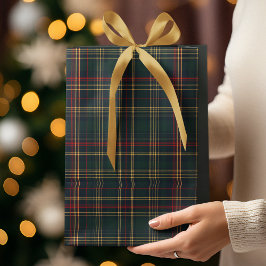Mörkgrön och röd julrutig presentpåse