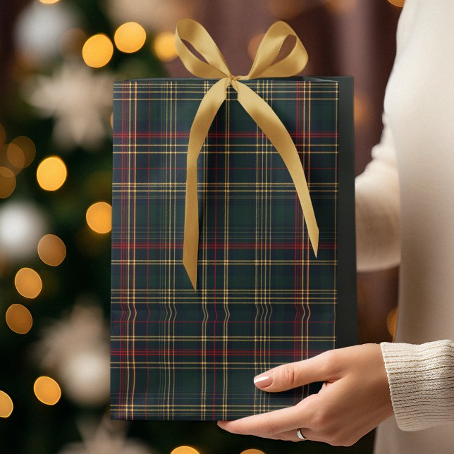 Mörkgrön och röd julrutig presentpåse (Skapare uppladdad)