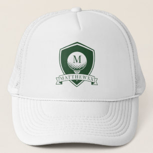 Mörkgrön och vit namn initial monogram golfspelare keps