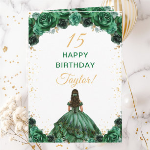 Mörkgrön Prinsessa Blommig Grattis på födelsedagen Kort