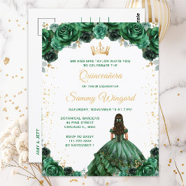 Mörkgrön Prinsessa Blommig Quinceañera Vykort