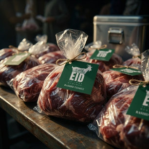 Mörkgrön Qurbani Eid Al-Adha Gåvor Etiketter