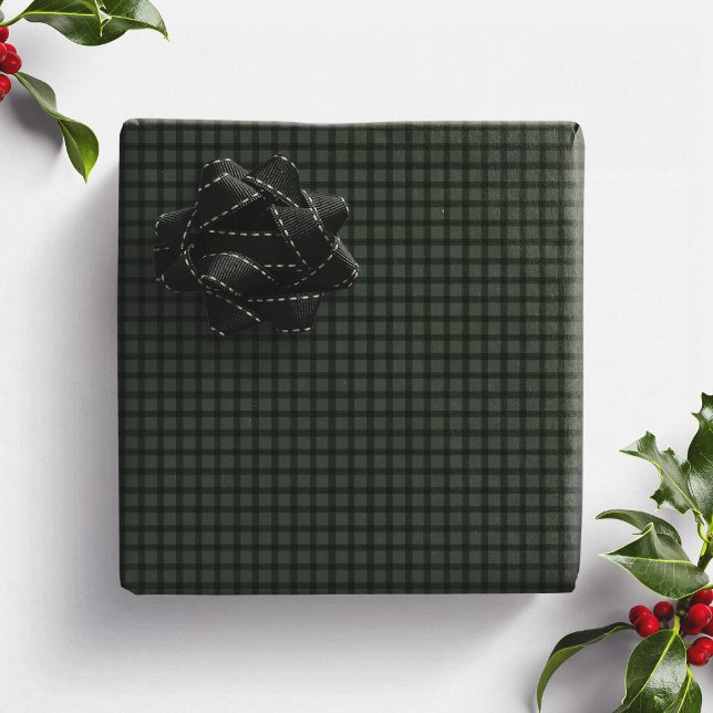 Mörkgrön rutig enkel julfirande presentpapper (Skapare uppladdad)