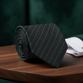 Mörkgrön subtil vertikal randig mönster slips