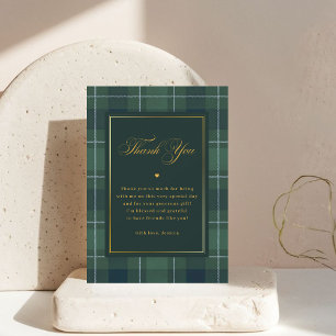 Mörkgrön Tartan Polo-rutig Vintage Baby Shower-kor Tack Kort