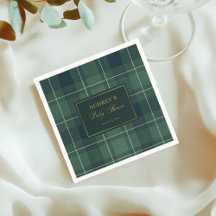 Mörkgrön Tartan Polo-rutig Vintage Baby Shower
