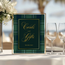 Mörkgrön tartan poloskotskärmkort och presentskylt