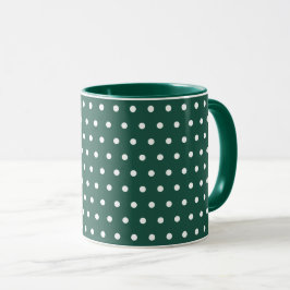 Mörkgrön Vit Prickig Ren Enkel Minimalistisk Mugg