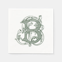 Mörkgröna "B" monogram cocktailservetter