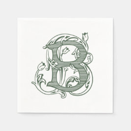 Mörkgröna "B" monogram cocktailservetter Pappersservett
