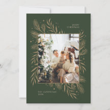 Mörkgröna julfoton Familjefirande guld
