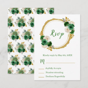 Mörkgröna och gyllene eleganta blommor Sweet Sixte OSA Kort