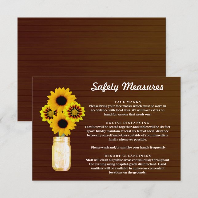 Mörkgul blomkruka i rustik stil med säkerhetsåtgär tilläggskort (Fram/baksida)