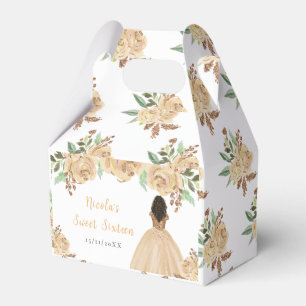 Mörkhyad prinsessa Peach blomsterglädje Sweet Sixt Presentaskar