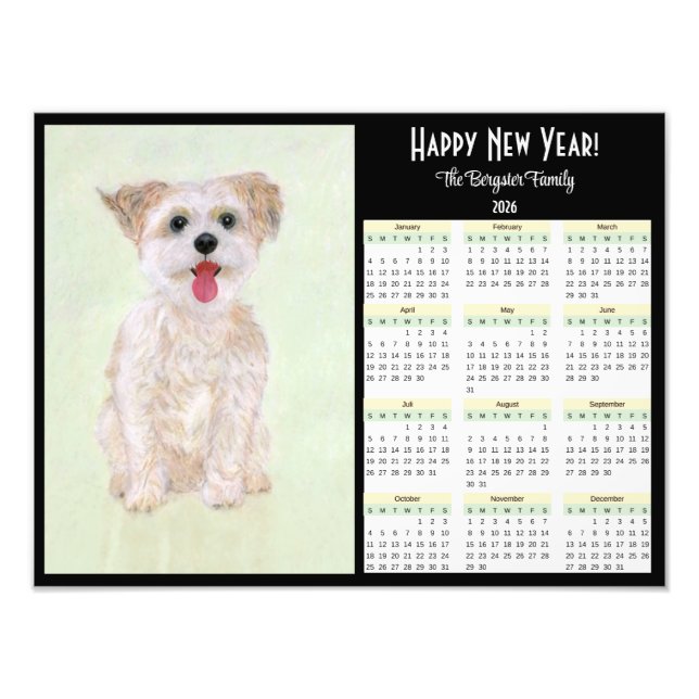 Morkie 2026-kalender fototryck (Framsidan)