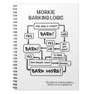 morkie barking logic anteckningsbok