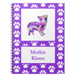 Morkie Cute Hund Silhouette Tass Lila PY&B Anteckningsbok