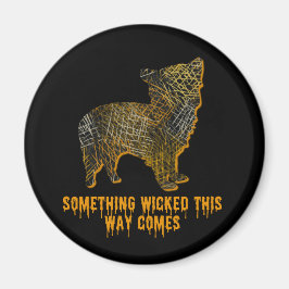 Morkie Designer Hund Silhouette Roligt Halloween Magnet
