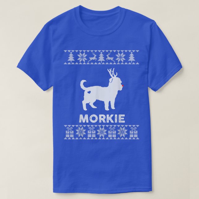 Morkie Dog Lover Christmas Reindeer Ugly Christmas T Shirt (Design framsida)