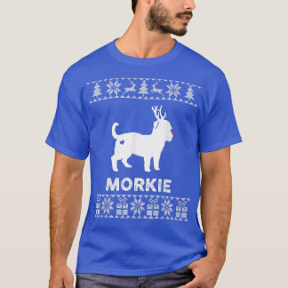Morkie Dog Lover Christmas Reindeer Ugly Christmas T Shirt