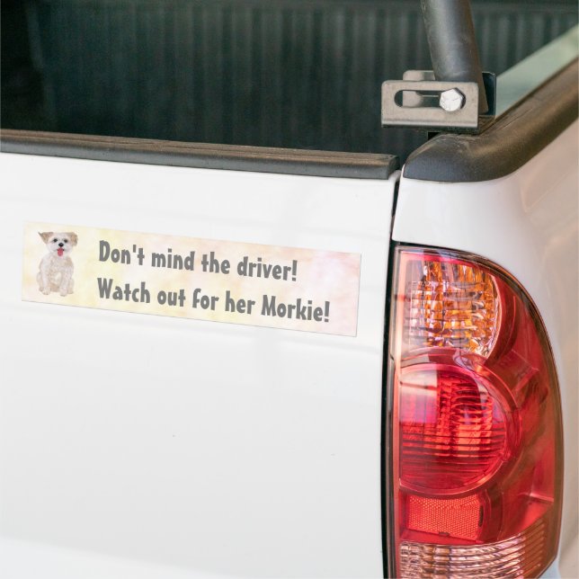 Morkie Funny Se ut Bumper Sticker Bildekal (På lastbil)