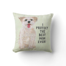 Morkie Guard Dog Small Throw Pillow