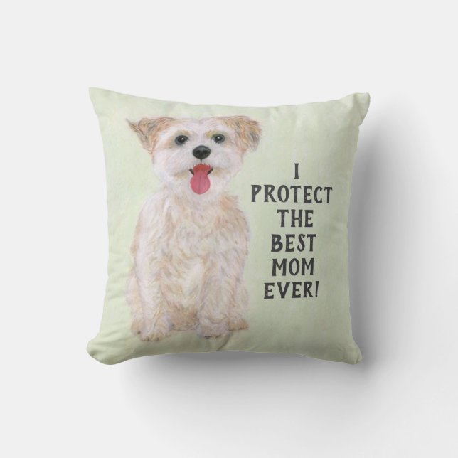 Morkie Guard Dog Small Throw Pillow Kudde (Framsida)