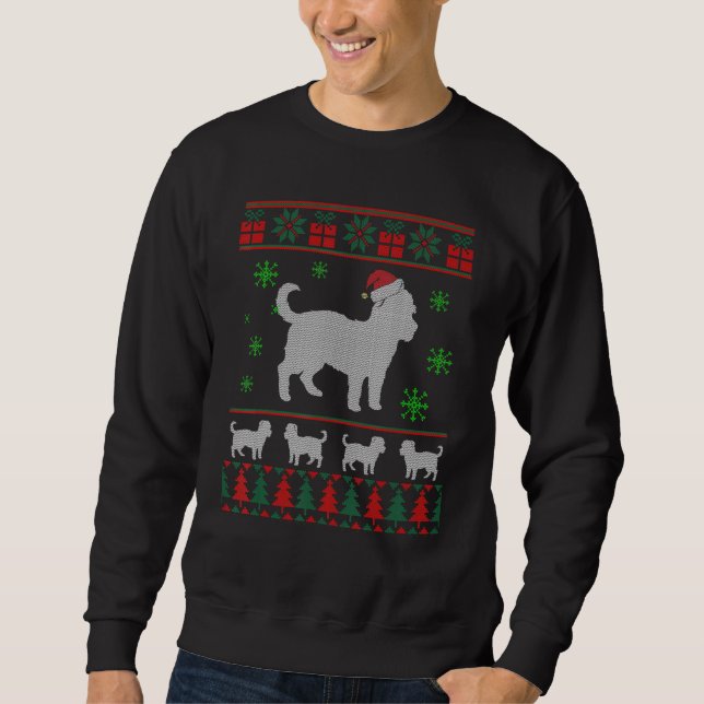 Morkie Hund Fula Jultröja För Hund Lång Ärmad Tröja (Framsida)