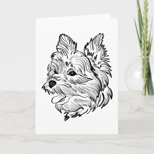 Morkie Hund Line Art Kort (Framsida)