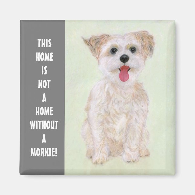 Morkie Hund Magnet med text (Framsidan)