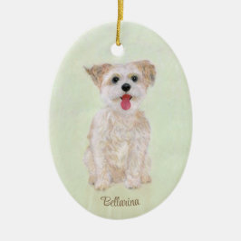 Morkie Hund Oval Glass Ornament