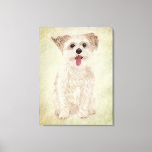 Morkie Hund Premium Inramad Canvastryck