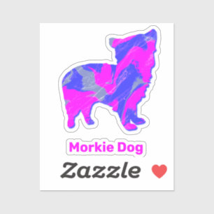 Morkie Hund Shock rosa & Blue Anpassningsbar Click Klistermärken