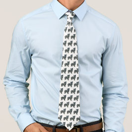 Morkie Hund Silhouette Gult & Blue White Tie Slips